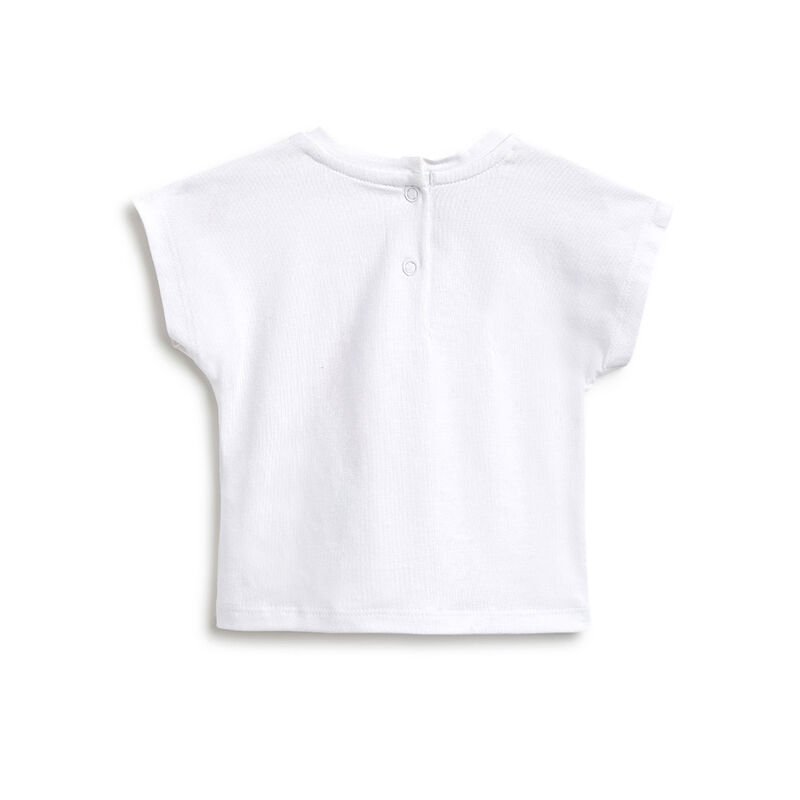 Girls White T-shirt with Short Pants image number 1